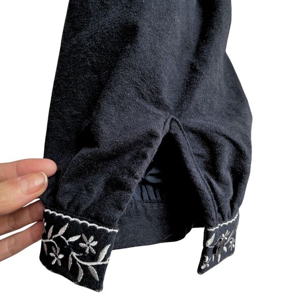 NWT Cider Plus 2X Navy Floral Embroidery Square Neck Curve Peasant Blouse Top - Picture 12 of 15